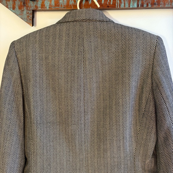 CHAPS Vintage Women’s Herringbone Cotton Blazer Black/Tan Size 4 EC Old Money - Picture 8 of 14